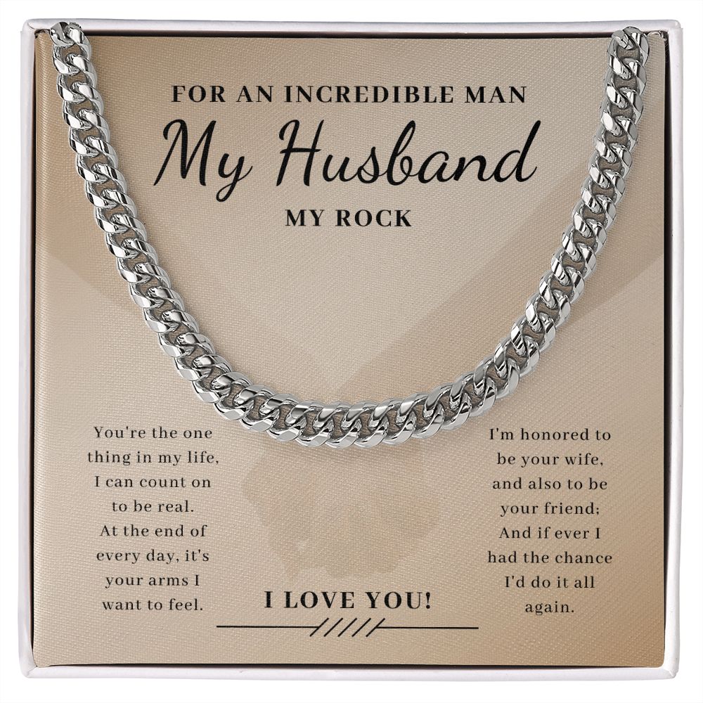 My Husband - My Rock, Cuban Link Necklace