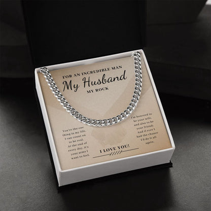 My Husband - My Rock, Cuban Link Necklace