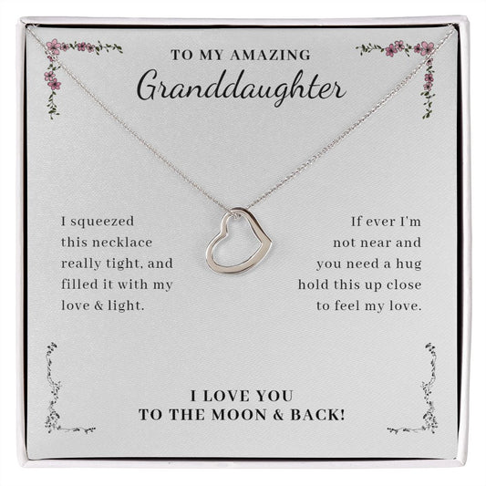 My Granddaughter - To The Moon (W), Delicate Heart Necklace